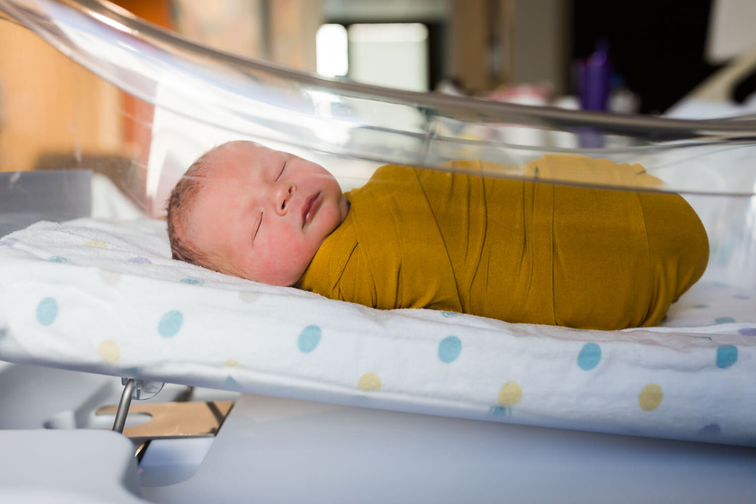 newborn baby in hospital bassinet during fresh 48