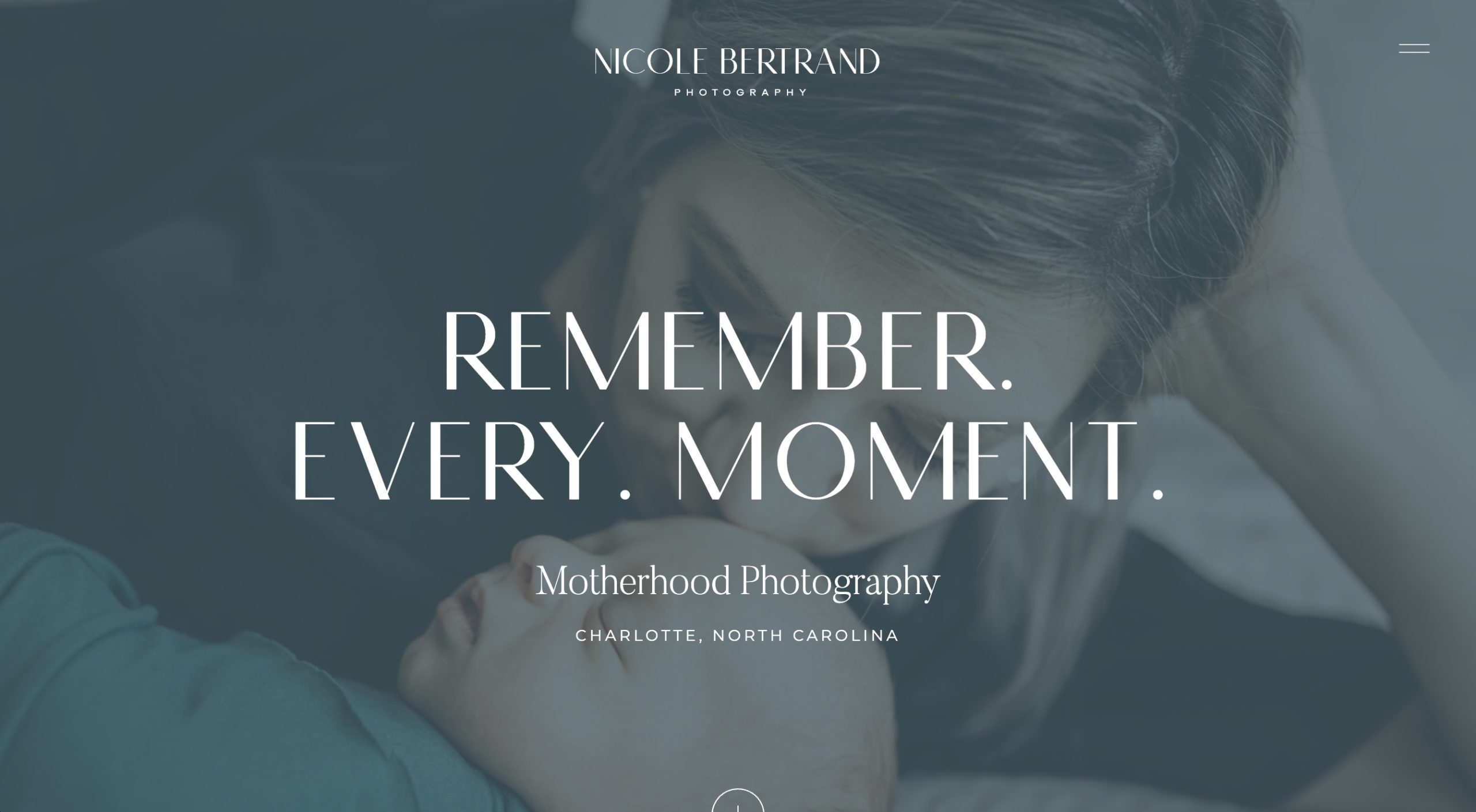 homepage for nicole bertrand photography website