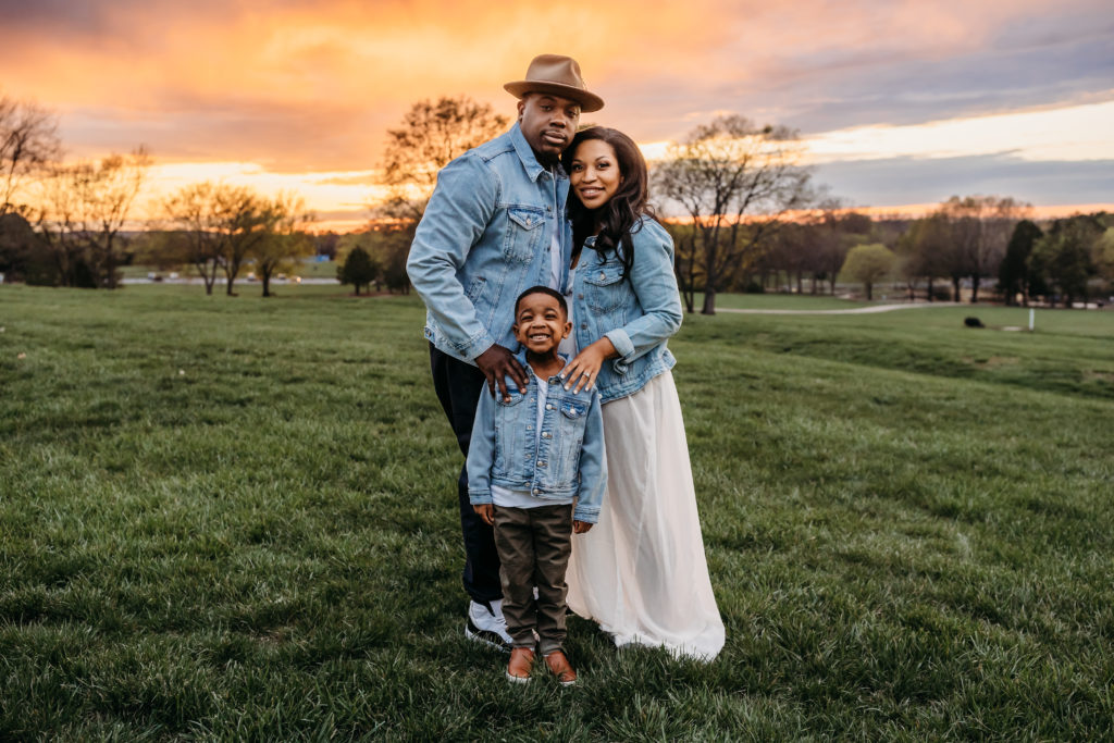 Sunset family maternity session at Frank Liske park in Concord, NC