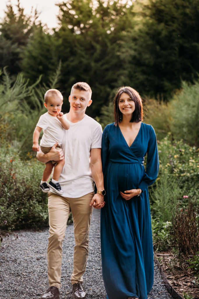 family of three portrait maternity session