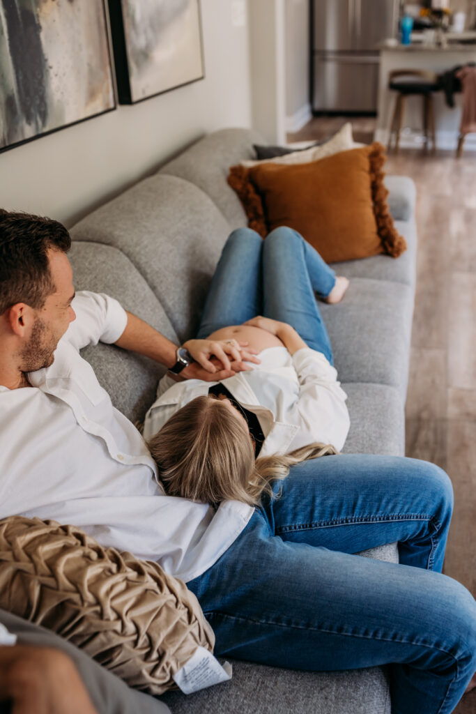 Mom and dad relaxing on the couch