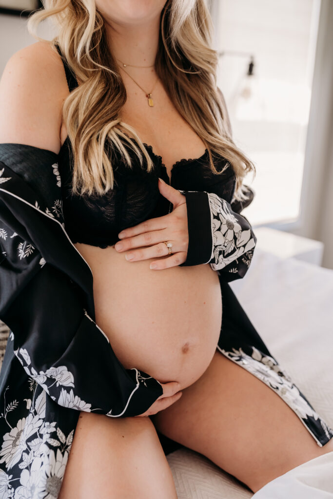 Mom holding her belly